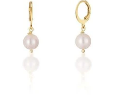 Jwl Luxury Pearls Gražūs paauksuoti auskarai su tikrais baltais perlais JL0678