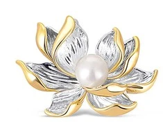 Jwl Luxury Pearls Graži dvispalvė sagė su perlu 2in1 lotoso gėle JL0698