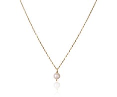 Jwl Luxury Pearls Gražus paauksuotas karoliai su tikru baltu perlu JL0679