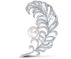 Jwl Luxury Pearls Graži perlinė sagė Plunksna JL0699