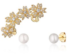 Jwl Luxury Pearls Gražus paauksuotų auskarų rinkinys (1x auskaras, 2x akmeninis auskaras) JL0780