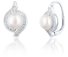 Jwl Luxury Pearls Gražūs sidabriniai auskarai su tikrais perlais JL0718