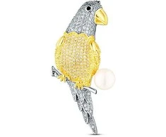 Jwl Luxury Pearls Žavinga paauksuota papūgos sagė su tikrais perlais JL0870