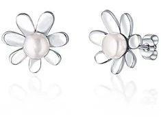 Jwl Luxury Pearls Žavūs auskarai su tikrais upės perlais Gėlės JL0774