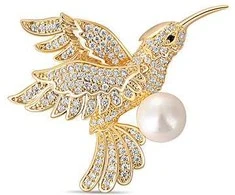 Jwl Luxury Pearls Žavinga paauksuota sagė kolibris su tikru perlu JL0516