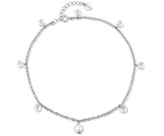 Jwl Luxury Pearls Akinanti sidabrinė kulkšnies apyrankė su perlu ir kristalais JL0805