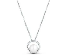 Jwl Luxury Pearls Subtilus karoliai su cirkoniais ir tikru perlu JL0833 (grandinė, pakabukas)