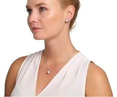 Jwl Luxury Pearls Subtilūs sidabriniai auskarai su cirkoniais ir tikru perlu JL0832