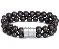 Jwl Luxury Pearls Dvigubos/dviejų eilių tikra juodo perlo apyrankė JL0599