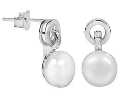 Jwl Luxury Pearls auskarai su baltu dešiniuoju perlu JL0503