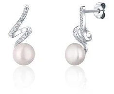 Jwl Luxury Pearls Elegantiškas papuošalų rinkinys su tikru perlu ir cirkoniais JL0746 (grandinė, pakabukas, auskarai)