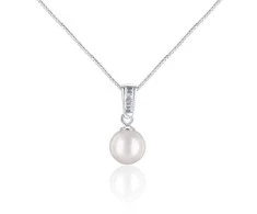 Jwl Luxury Pearls Elegantiškas karoliai su Akoya jūros perlu ir kristalais JL0658 (grandinė, pakabukas)