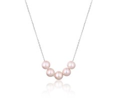 Jwl Luxury Pearls Puikus sidabrinis karoliai su rožiniais upės perlais JL0784