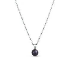 Jwl Luxury Pearls Dailaus sidabro tikro juodo perlų karoliai JL0836 (grandinė, pakabukas)