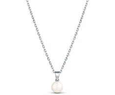 Jwl Luxury Pearls Puikūs sidabriniai tikrų perlų karoliai JL0835 (grandinė, pakabukas)