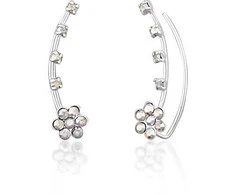 Jwl Luxury Pearls Gėlėti išilginiai auskarai su kristalais JL0722