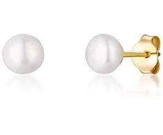 Jwl Luxury Pearls Geltonu auksu dengti auskarai su tikrais upės perlais JL0767