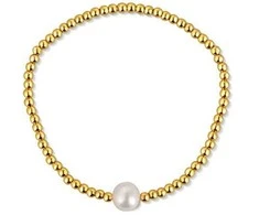 Jwl Luxury Pearls Auksuota karoliukų apyrankė su tikru gėlavandeniu perlu JL0714