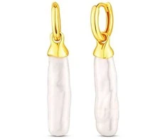 Jwl Luxury Pearls Auksu padengti kabantys auskarai su gėlavandeniais perlais 2in1 JL0855