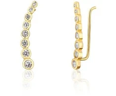 Jwl Luxury Pearls Auksuoti ilgi auskarai su putojančiais kristalais JL0743