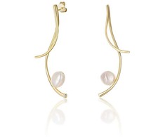 Jwl Luxury Pearls Ilgi paauksuoti auskarai su tikrais baroko perlais JL0682