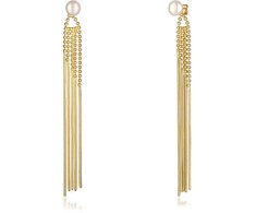 Jwl Luxury Pearls Ilgi paauksuoti auskarai 2in1 su tikrais perlais JL0654