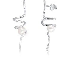 Jwl Luxury Pearls Ilgi sidabriniai perlų auskarai JL0620