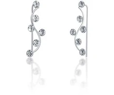 Jwl Luxury Pearls Išilginiai blizgantys auskarai su kristalais JL0690