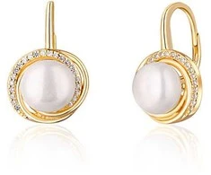 Jwl Luxury Pearls Prabangūs geltonu auksu dengti auskarai su tikrais upės perlais JL0768