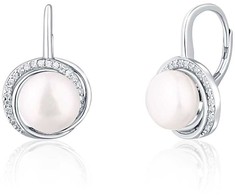 Jwl Luxury Pearls Prabangūs sidabriniai auskarai su perlu ir cirkoniais JL0738