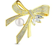 Jwl Luxury Pearls Prabangi moteriška sagė su perlais ir cirkoniais - kaspinėlis JL0868