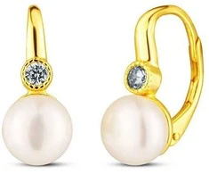 Jwl Luxury Pearls Derantys paauksuoti auskarai su perlais ir cirkoniais JL0851