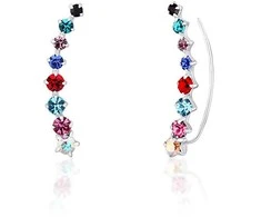 Jwl Luxury Pearls Dera ilgi auskarai su spalvotais kristalais JL0742