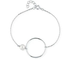 Jwl Luxury Pearls Minimalistinė sidabrinė apyrankė su tikrais perlais JL0859