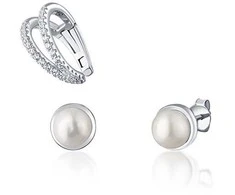 Jwl Luxury Pearls Modernus paauksuotų auskarų rinkinys (1x auskaras, 2x akmeninis auskaras) JL0808