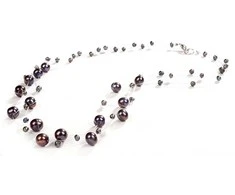 Jwl Luxury Pearls Vėrinys iš levituojančių tamsių tikrų perlų JL0325