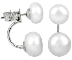 Jwl Luxury Pearls Originalūs auskarai su tikrais baltais perlais 2in1 JL0287