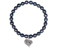 Jwl Luxury Pearls Perlų širdies apyrankė su metaline širdele JL0525