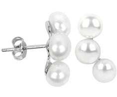 Jwl Luxury Pearls Sidabriniai auskarai su trim tikrais perlais JL0283