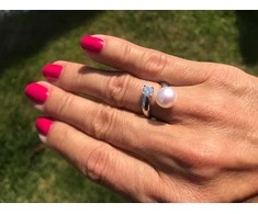 Jwl Luxury Pearls Sidabrinis žiedas su baltu perlu ir skaidriu kristalu JL0432
