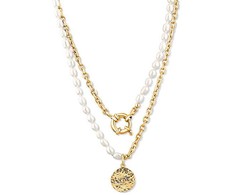 Jwl Luxury Pearls Stilingas auksu dengtas karoliai su tikrais upės perlais JL0798