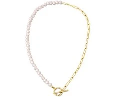 Jwl Luxury Pearls Madingas auksu dengtas karoliai su tikrais upės perlais JL0787