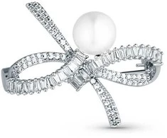 Jwl Luxury Pearls Moteriška putojanti sagė Lankas su tikru perlu ir kristalais JL0842