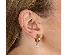 Karl Lagerfeld Gold-plated hoop earrings Pearl KLAYR15
