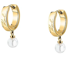 Karl Lagerfeld Gold-plated hoop earrings Pearl KLAYR15