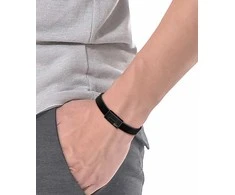 Lacoste Traveler juoda odinė apyrankė 2040073