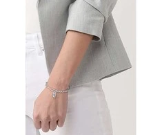 Lacoste Women´s steel bracelet with violetinė crystals Crocodile 2040554