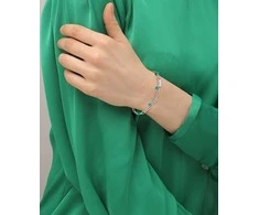 Lacoste Moteriška plieninė apyrankė su žaliais karoliukais Deva 2040457