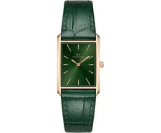 Moteriškas laikrodis DANIEL WELLINGTON surištas krokodilas smaragdinis rožinis auksas 22 mm DW00100694 + DĖŽĖ