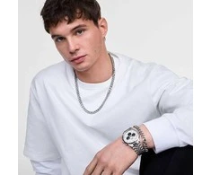 Daniel Wellington „Iconic 42 Chronograph Arch 5-Link“ balkšvos spalvos pandos sidabro spalvos DW00100872 laikrodis